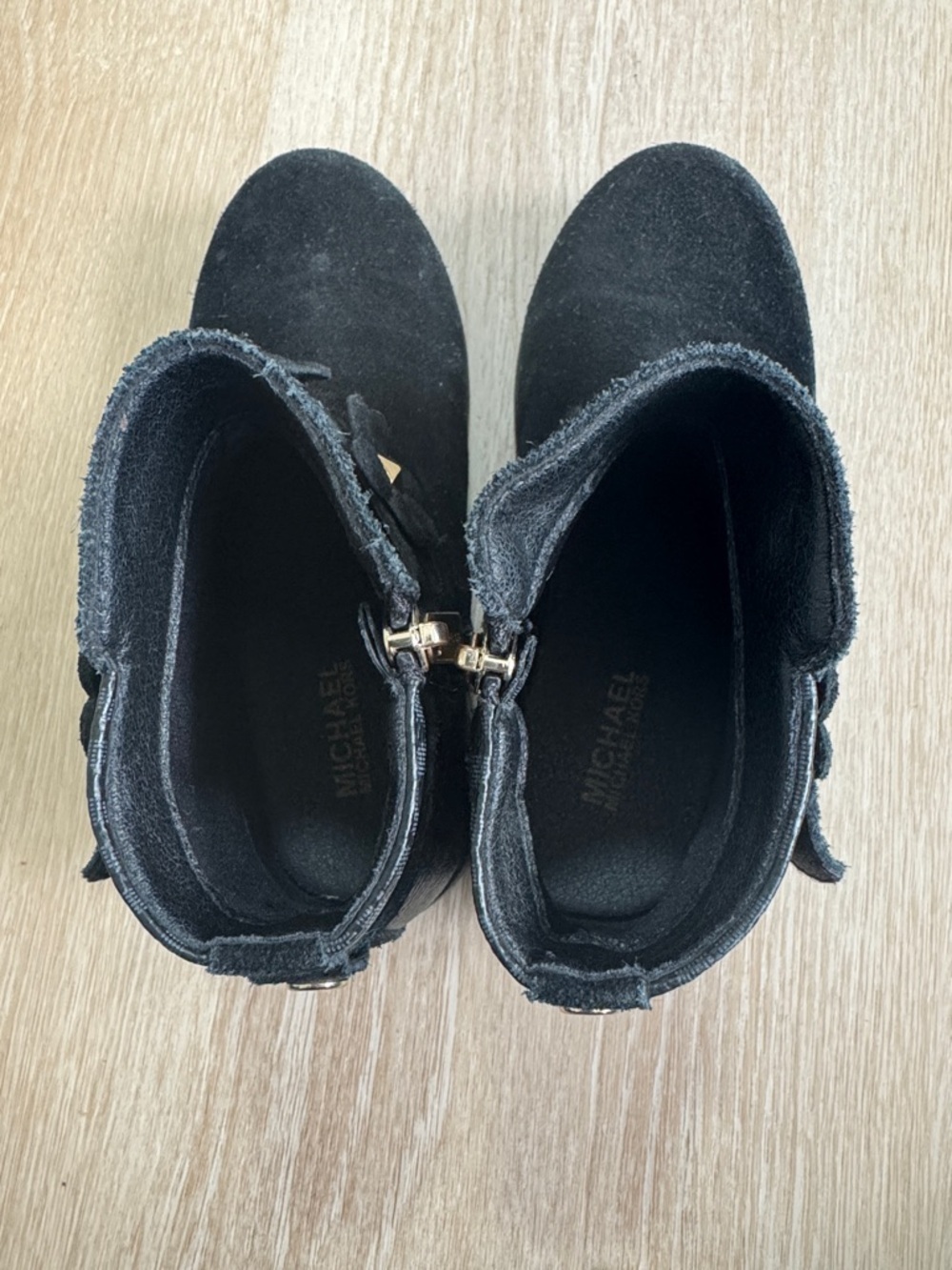 Michael Kors Black Suede Girls Ankle Boots with Flower Accent - Picture 5 of 7